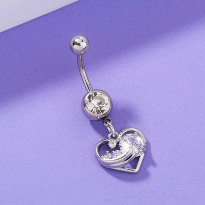 Stainless Steel Heart Navel Nail Human Body Piercing Jewelry Woman