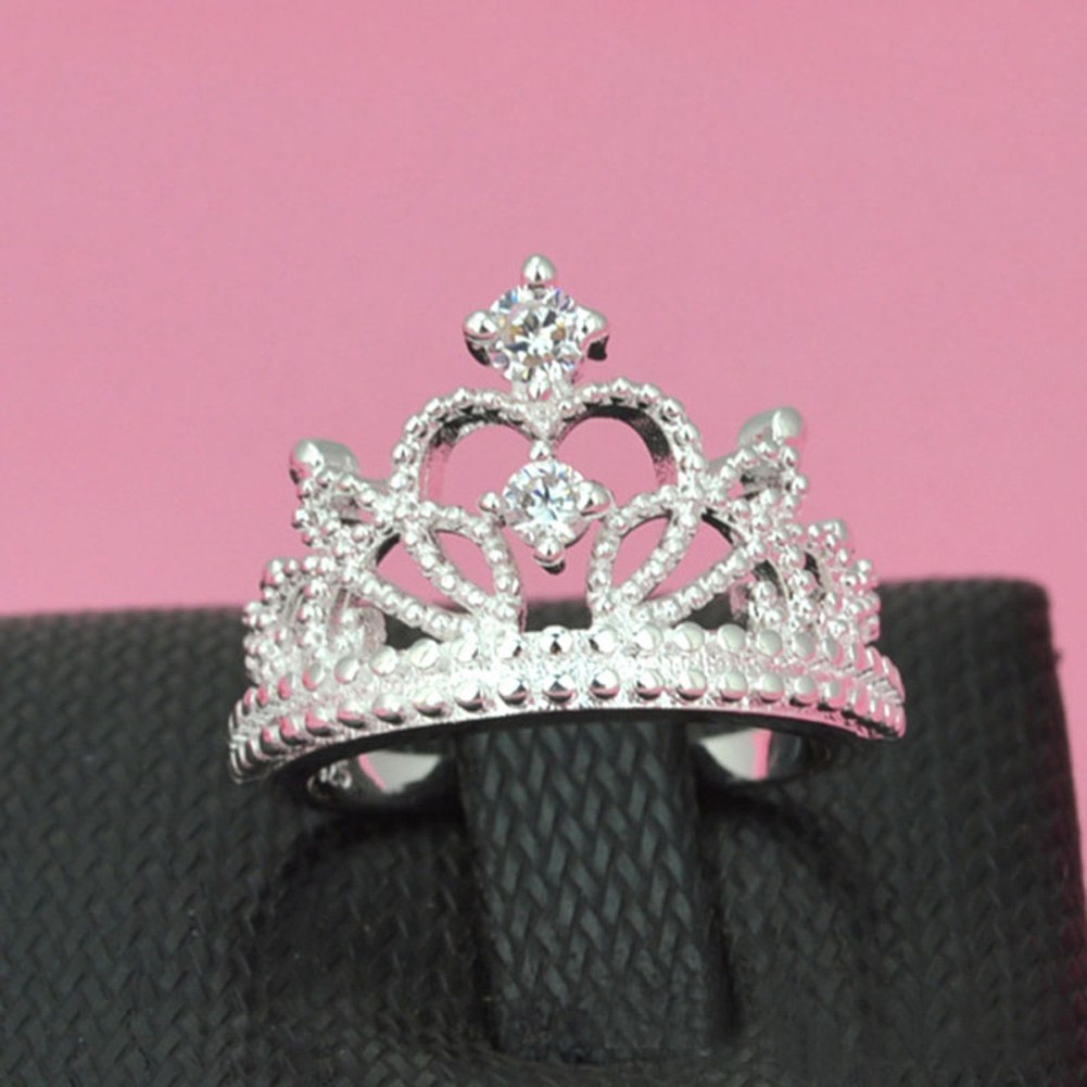 Christmas Hot Lady Special Silver Crown Plated Sparkling Woman Crystal Crown Ring Jewelry Beautiful Wedding