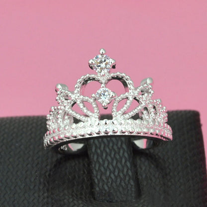 Christmas Hot Lady Special Silver Crown Plated Sparkling Woman Crystal Crown Ring Jewelry Beautiful Wedding