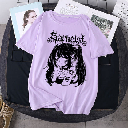 T-shirt Female Flab Hiding Short Sleeve Girlfriends Clothes Sweet Cool Girl Wear New Fashion Tops