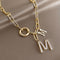 Chain Short Necklace For Woman M Letter Pendant Neck Jewelry