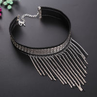 Tassel Pendant Black Clavicle Chain Woman